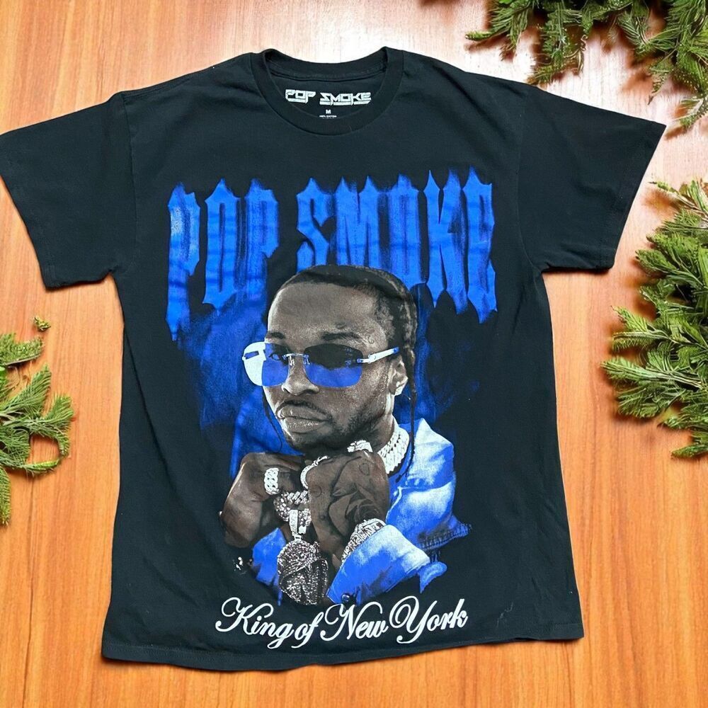 Pop Smoke Official Merch King Of New York Black Rap Tee Men's Size Medium